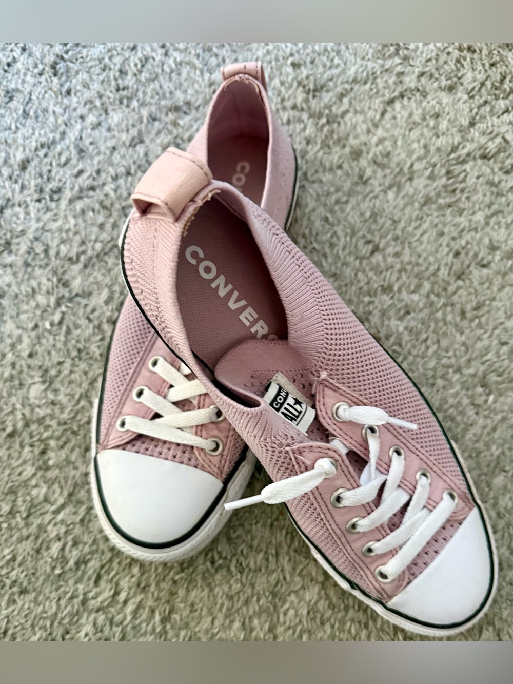 Converse Chuck Taylor All Star Knit Slip On Sneakers Womens Pink Low Top (7)